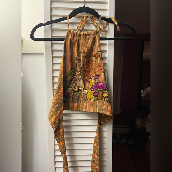 NWOT Lakhays Mushroom Embroidered Halter Top - Picture 2 of 7